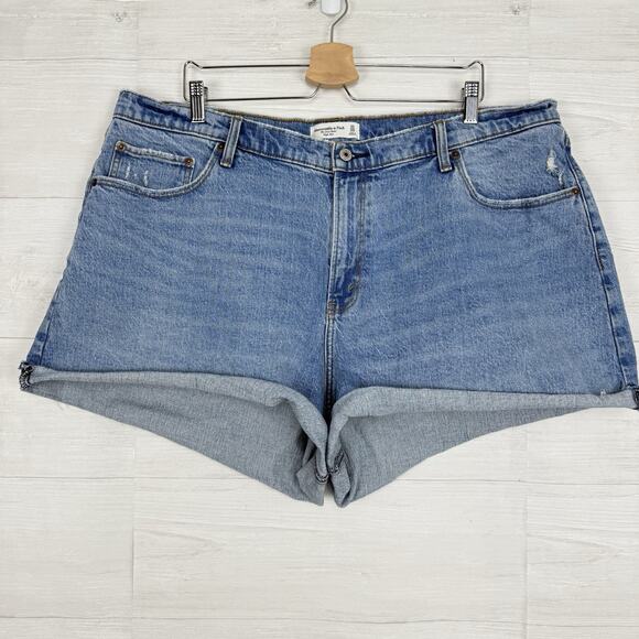 Abercrombie & Fitch The Dad Short Size 35 / 20 High Rise Curve Love Medium Wash - Picture 2 of 16